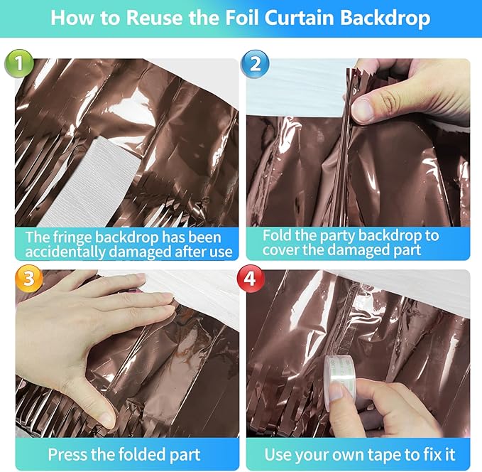 Brown Backdrop Tinsel Foil Curtain Football Party Decorations Streamers 2 Pack 3.3x8.2 ft for Birthday Superball Party Supplies Game Day Decorations Graduation Wedding Baby Shower Bridal Easter