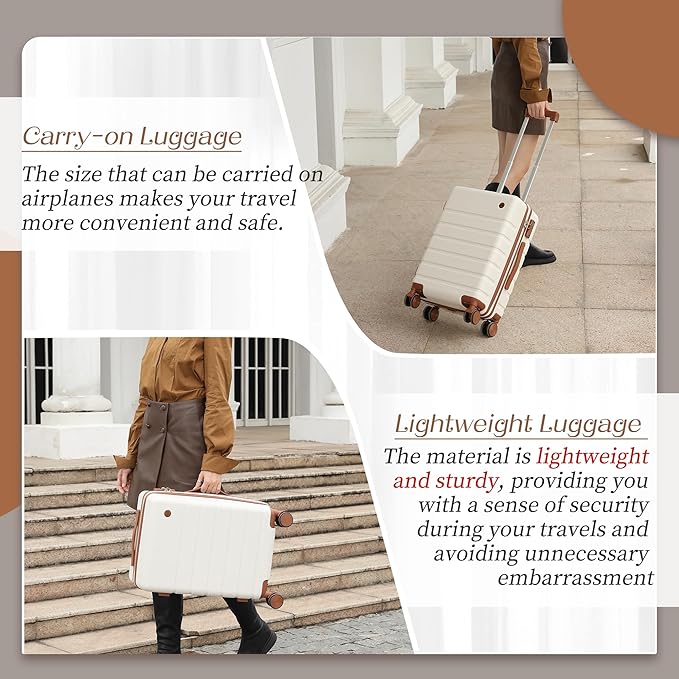 Hulsin Carry on Luggage Suitcase, 22x14x9 Airline Approved 20 Inch Hardside Carry-on Luggage with Spinner Wheels, Hard Shell Luggage with TSA Lock, Hard Case Small Travel Suitcase (Silvery, 20-Inch)