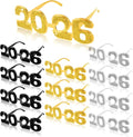2026 Plastic Glasses Happy New Year Glitter Eyeglasses for 2026 Party New Year Eve Costume Photo Prop Supplies