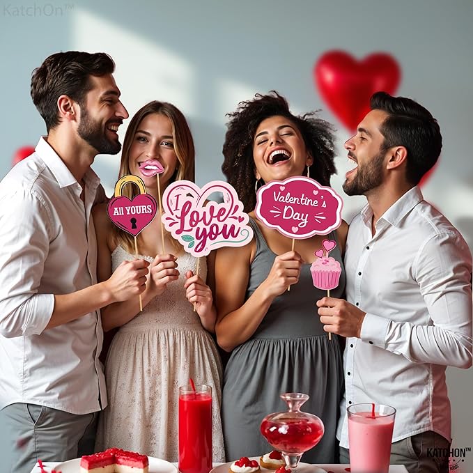 KatchOn, Pink Valentines Day Decorations Photo Booth Props- Pack of 28 | Valentines Day Photo Props, Valentine Day Decorations | Valentine Photo Booth Props, Valentine Day Props, Pink Valentine Decor