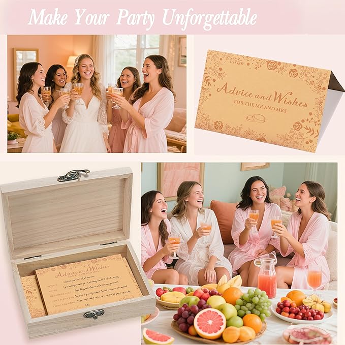 Advice And Wishes For The Mr And Mrs, Wedding Advice Cards For Bridal Shower Decorations, Bridal Shower Games, Advice & Wishes Box For The Groom And Bride, Wedding Games For Reception, Style-002