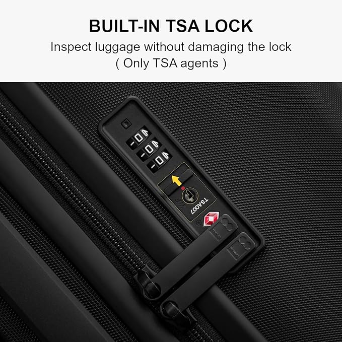 LEVEL8 Carry on Luggage Airline Approved, Small Carry on Suitcases with Wheels, Lightweight Hardside Textured Luggage for Travel, Tsa Approved, 20-Inch, Black