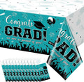 12 Pack Graduation Tablecloth Party Decorations, Class of 2026 Congrats Grad Plastic Tablecover Party Supplies, Teal Rectangle Graduation Table Decorations for College High School Party, 54 x 108 Inch