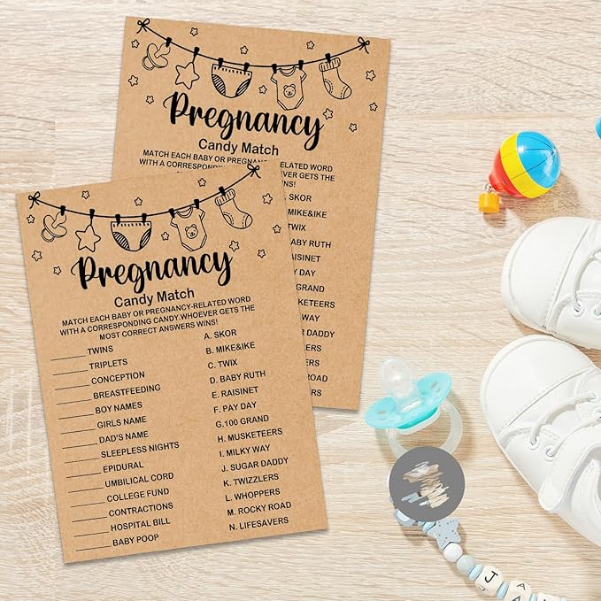 Baby Shower Game, Pregnancy Candy Match, 30 Game Cards Included, Kraft, Medium