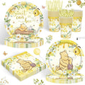120PCS Classic Winnie Bear Party Supplies for Girls Baby Shower Kids Spring Sweet as Can Bee Neutral Themed Decorations Plates Napkin Cups Tableware Set for 20 Guests