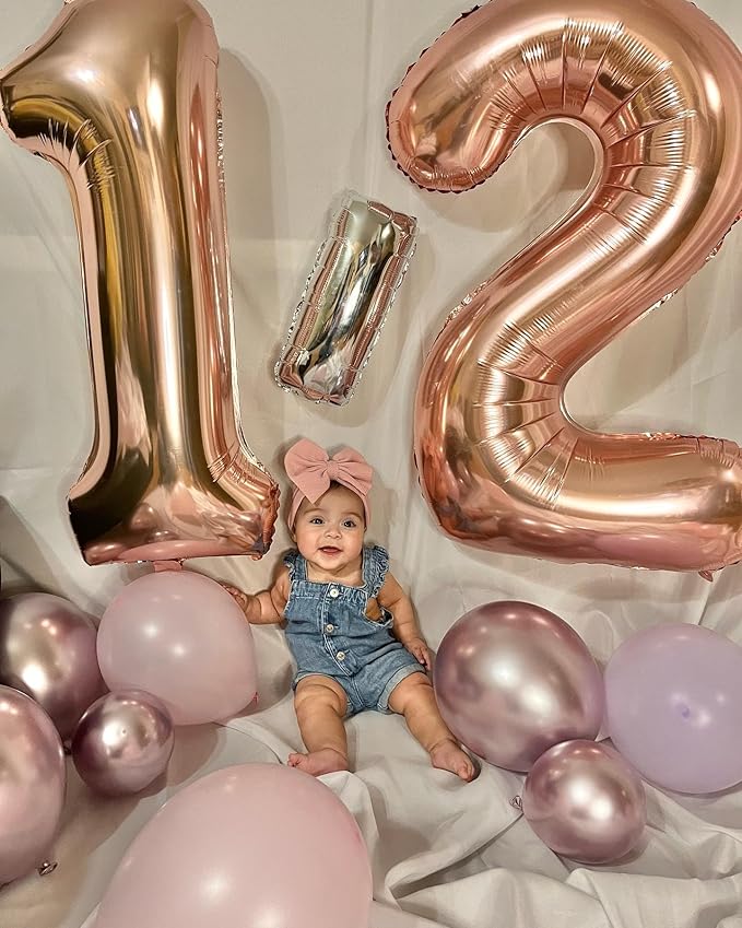 Rose Gold Number 11 Balloon 40 inch, 11 Number Balloons, 11th Birthday Decorations for Girls Boys, 11 Year Old Rose Gold Party Supplies