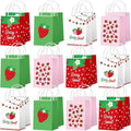 Outus 24 Pcs Strawberry Party Favor Bags Summer Strawberry Gift Bags Cute Strawberry Goodie Candy Paper Bags with Handles for Kids Berry First Birthday Party Supplies Baby Shower Wedding Decoration