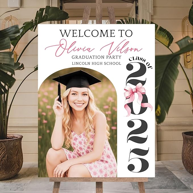 Graduation Welcome Sign With Photo, Class of 2025 Graduation Party Welcome Sign, Photo Graduation Welcome Poster, Modern Minimalist Graduation Welcome
