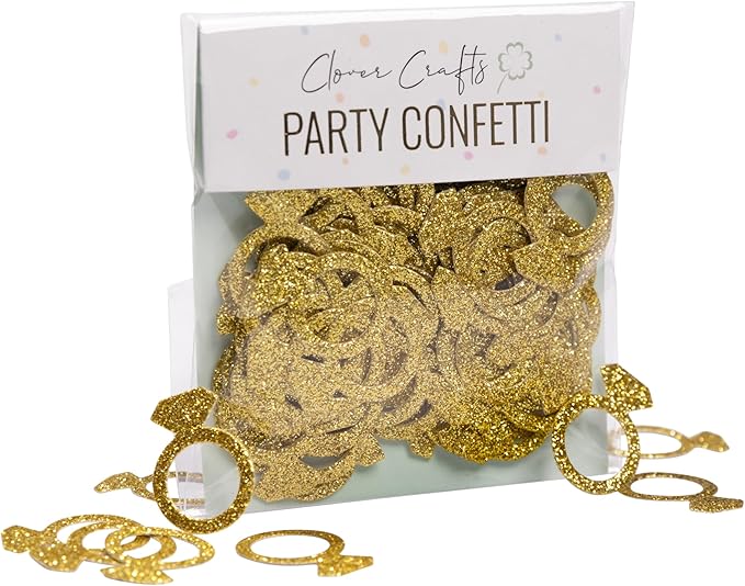 50 x Engagement Ring table confetti/scatter, bachelorette party decorations (Gold)