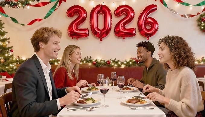 Red Number Balloons 2026 New Year's Digital Decoration, 40 Inch Happy New Year 2026 Balloons, Large 2026 Numbers for Graduation