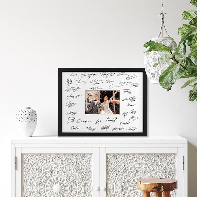GraduatePro 12x16 Signature Picture Frame Board for 5x7 Photo with Signable Mat for Birthday Party Graduation Wedding Guest Book Gold