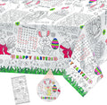 1 Pack Happy Easter Coloring Tablecloth for Kids - Giant Easter Color-in Paper Poster, Rectangle Easter Bunny Activity Coloring Table Cloth for Spring Easters Party Decorations Favors, 54 x 108 Inch