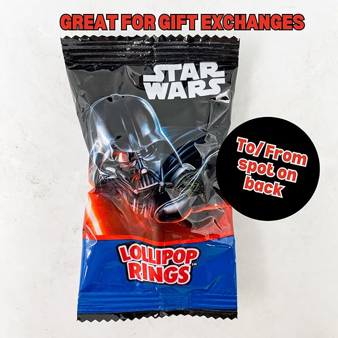 Imaginings 3 Star Wars Candy Lollipop Rings, Individually Wrapped Birthday Party Favors, Candy for Party Bags, 18 Count