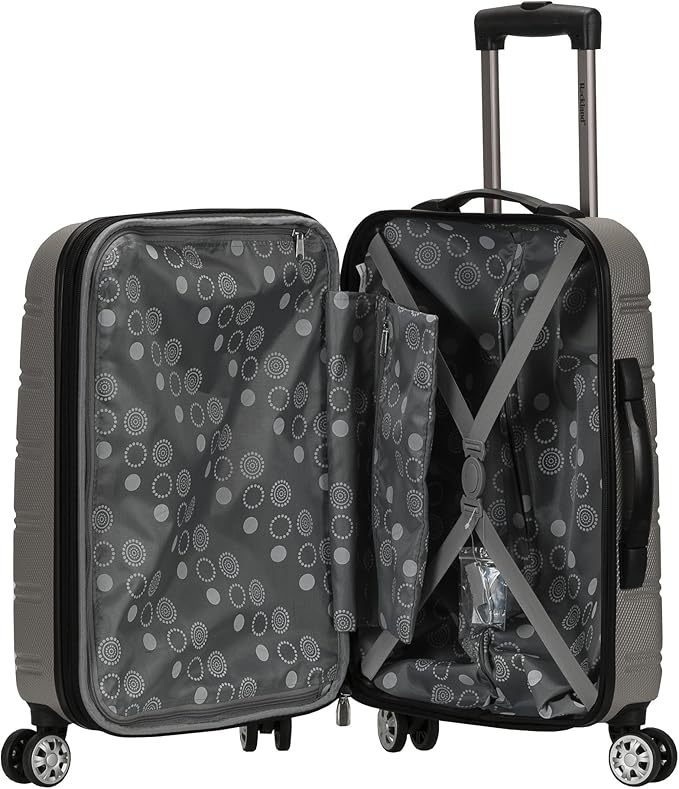 Rockland Melbourne Hardside 2 Piece Expandable Spinner Wheel Luggage Set, (20"/28"), Silver