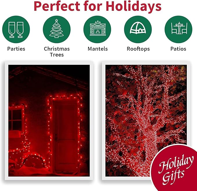 LAMPHOME Red Valentines Day Decor Lights,150 Count 31.9FT Mini Valentine's Lights,Red Christmas String Fairy Lights Outdoor Indoor Plug in for Room Party Wedding Tree Valentines Day Decorations