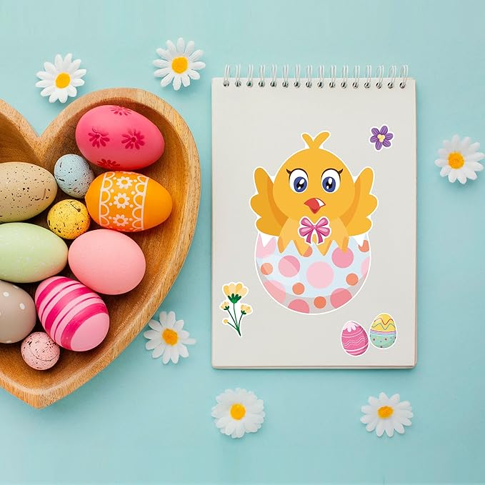 OHOME Easter Basket Stuffers for Kids - DIY Happy Egg Bunny Sticker Crafts Stickers for Toddlers,Kids Easter Gifts Decor Treats Games Toys Activities Party Favor Supplies(24 Sheets)