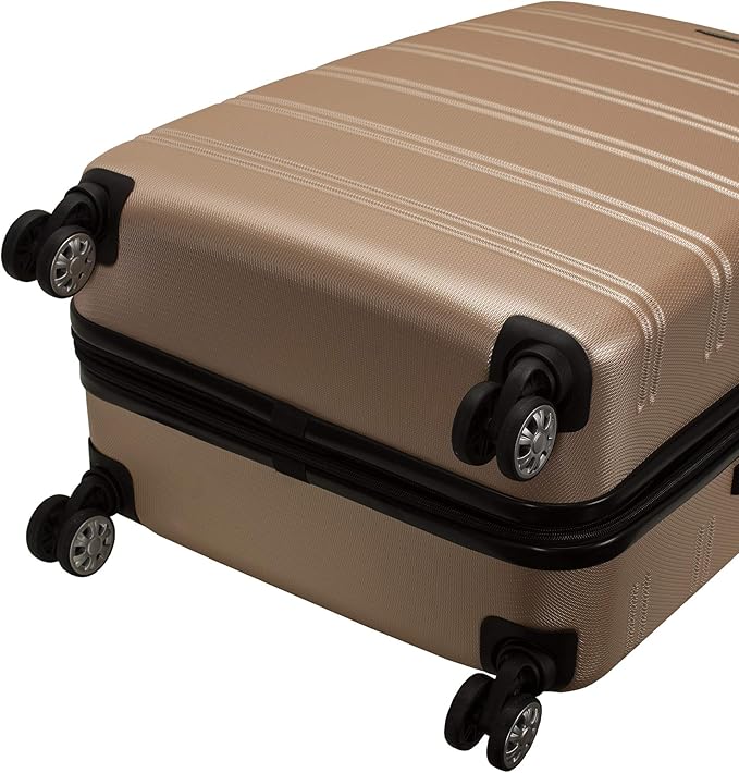 Rockland Melbourne Hardside 3 Piece Expandable Spinner Wheel Luggage Set, (20"/24"/28"), Champagne