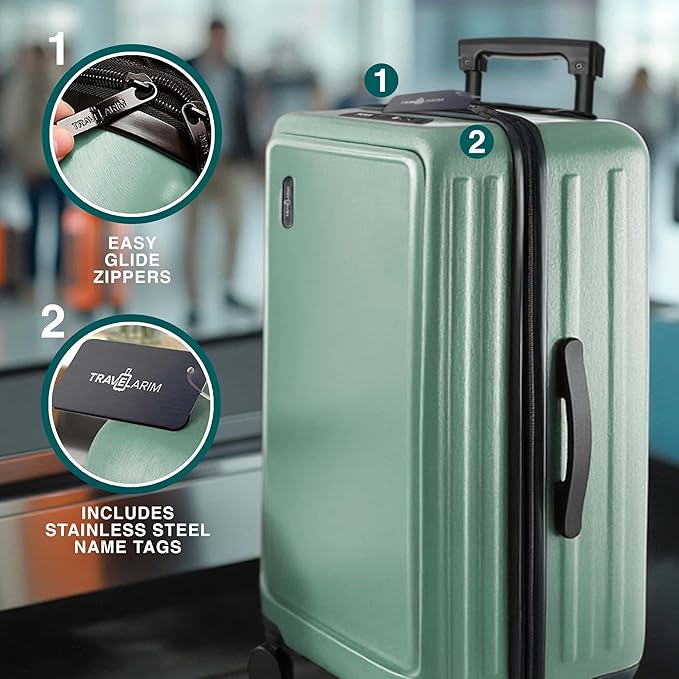 TRAVELARIM Luggage Sets 3 Piece, 20 Inch Carry on Luggage and 24 Inch Suitcases with Wheels Spinner, Durable Hard Shell Suitcase Set, Expandable Travel Suitcase, Sage Green