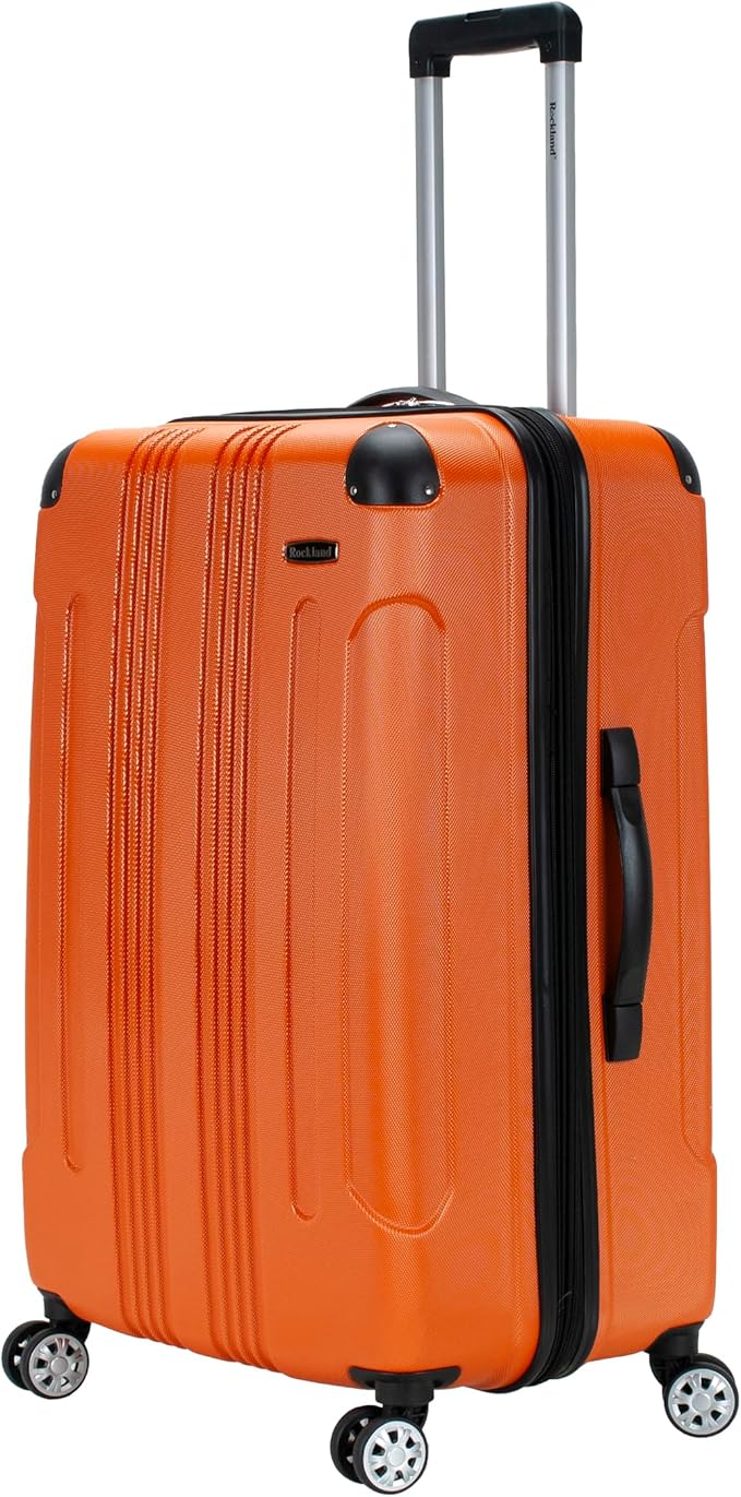 Rockland London Hardside Expandable Spinner Wheel Luggage, Checked Large 28", Orange