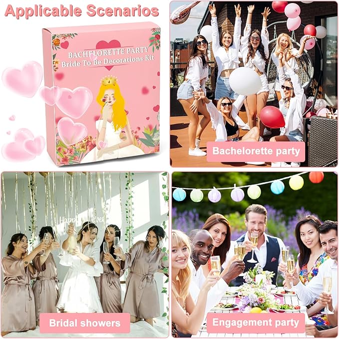 3Pcs Bachelorette Party Set-Wedding Tiara Crown, Veil with Comb & 'Bride' Sash - Bridal Decorations & Accessories Gift