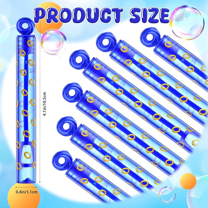 32 Pcs Blue with Gold Ring Print Bubble Wands Bubbles Party Favors for Adult Summer Activity Birthday Gifts Carnival Goody Bag Stuffers Wedding Supplies