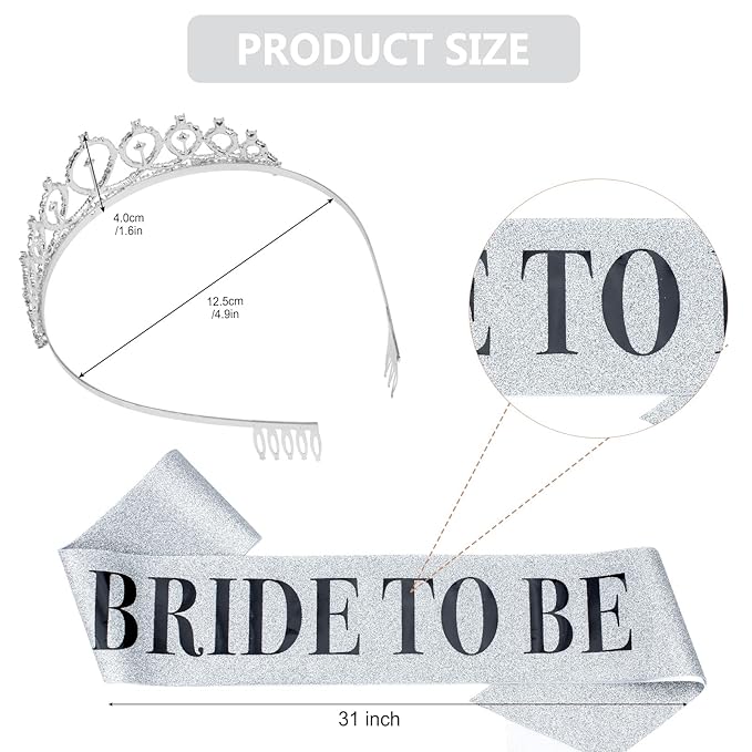 CIEHER Bridal Shower and Bachelorette Party Decorations, Bride's Gift Set with Sash, Tiara and Engagement Party Decor