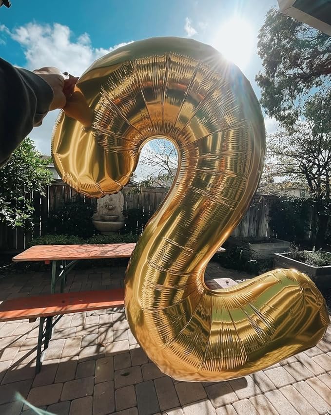 40 Inch Champagne Gold Number 3 Balloon, Giant 3 Number Balloons for 3rd Birthday Decorations, Party Supplies for Baby Boy Girl, Champagne Gold Party Decor