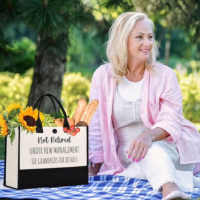 Afterprints Retirement Gift for Woman, Funny Retirement Canvas Tote Bag, Retirement Gifts for Women 2026, Retirement Gifts for Coworker, Grandma, Mom, Friend, Teacher, Nurse, Doctor