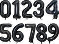 2 Set 20 Pcs 0-9 Black Number Balloons 16 Inch Black Number Mylar Foil Balloons Custom Digital Balloons for Birthday Party Engagement Graduations Anniversary Baby Shower Decor Party Supplies