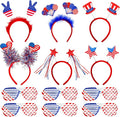MGparty 12pcs 4th of July Headbands and Glasses for Kids Adults 4th of July Party Favors Supplies Patriotic Accessories Decorations