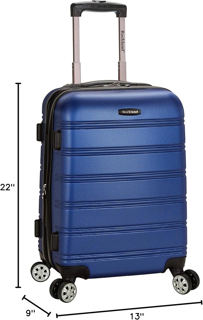 Rockland Melbourne Hardside 2 Piece Expandable Spinner Wheel Luggage Set, (20"/28"), Blue