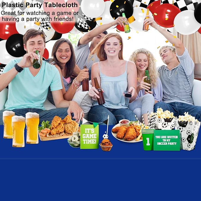 WNINK 4 Pack Royal Blue Tablecloths Disposable Table Covers 54" x 108" Table Cloths for BBQ Birthday Picnic Bridal Shower Wedding Plastic Table Cloths for Parties Fits 6 to 8 Foot Rectangle Tables