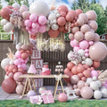 Dusty Pink Balloon Arch Kit,122Pcs Blush Pink Dusty Rose Pink Light Mauve Balloons for Women Girl Boho Bridal Wedding Baby Shower Anniversary Engagement Graduation Birthday Party Decorations