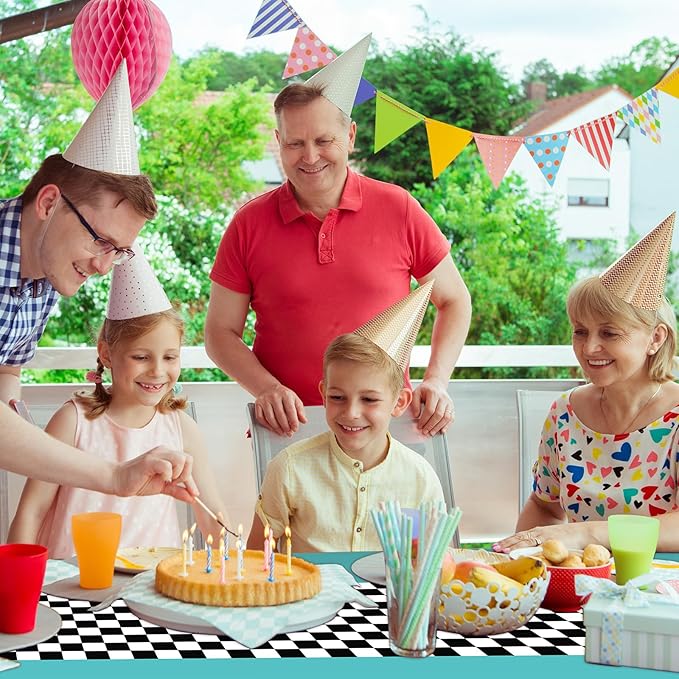 Irenare Car Birthday Party Supplies Racing Decorations 50s Party Tablecloth Racetrack Table Runner Table Covers for Kids Boy Car Theme Birthday Decor, 54 x 108 Inch(Cyan,6 Sheets)