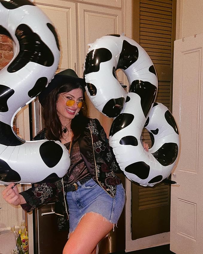 Cow Print 8 Balloon, Number Balloon 40 Inch Barnyard Birthday Decorations, 8 18 28 38 80 Birthday Balloons, 8th Cow Print Party Supplies, Number 8 Balloon