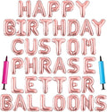 Happy Birthday Balloon Banner Custom Phrase Balloons letter 16 inch Personalized Alphabet Letters Foil Mylar Balloons (Rose gold)