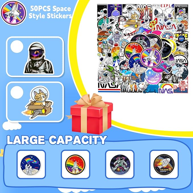 74PCS Space Slap Bracelets&Stickers Outer Space Theme 24PCS Slap Bracelets 50PCS Stickers Party Favors Basket Bag Filler School Prizes Gifts Party Favors Bulk