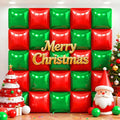 36Pcs Red and Green Square Foil Balloons Wall Backdrop, Double Sided Metallic Foil Balloons Tunnel Arch Garland Kit for Photo Booth Birthday Wedding Halloween Christmas Party Decorations