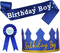 Birthday Boy Crown Party Set Birthday Boy Hat King Crown Party Dress-Up Accessory Supplies for BirthdayParty Decoration