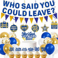 Roetyce Farewell Party Decorations, Gold and Blue Who Said You Could Leave Banner Cake Toppers Balloons Hanging Swirls, Going Away Retirement Leaving Party Decorations, Coworker Goodbye Party Supplies