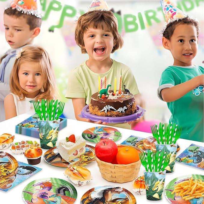 140Pcs Wings of Fire Parties,Party Tableware Disposable Dinnerware Plates Cups Napkins for Baby Shower Party Decoration Supplies,Serves 20 (Multicolor)