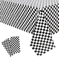 GREATRIL Black White Checkered Party Table Covers Tablecloth for Racing Theme Birthdays Party/Ceremony Decorations Rectangle Tablecover 54'' x 108'' - 2 Packs