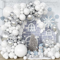 Silver and White Balloon Garland Kit, Metallic Silver White Balloon Arch Kit, Helium Latex Balloons Different Sizes 18/12/10/5 Inch for Wedding Birthday Baby Shower Anniversary Party Decorations