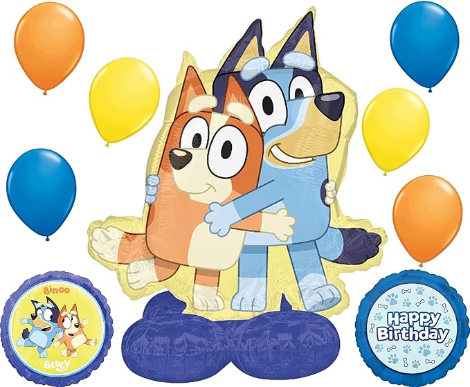 Anagram Giant 49" Bluey and Bingo Airloonz Birthday Party Supplies Air-Filled Foil Balloon Bouquet Decorations