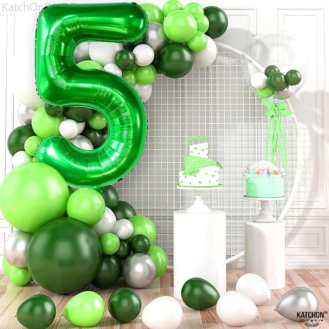KatchOn, Big, Green Five Balloon Number - 40 Inch | Green Number 5 Balloon, 5th Birthday Decorations for Boys | Number Balloons for Happy Anniversary Decorations | Dinosaur birthday decorations