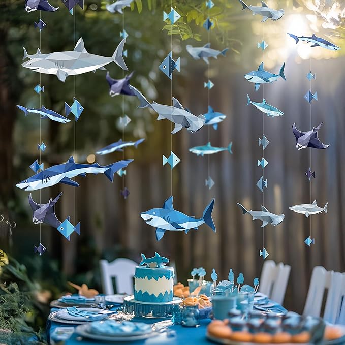 Cheerland Shark Party Decorations Shark Week Decorations Garland Backdrop Birthday Decor Under the Sea Animals Ocean Nautical Summer Fish Theme Hanging Streamers for School Classroom Bday Supplies