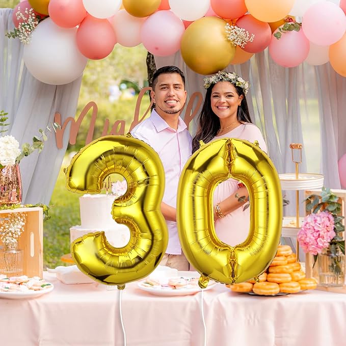 AIEX Gold Number Balloons 28 Inch, Inflatable Large Foil Balloon Number Balloons for Birthday Party Graduation Decorations (1)