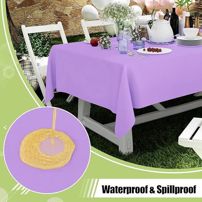Smiry Disposable Table Cloth - 15 Pack, 54 x 108 Inch Waterproof Rectangle Tablecloths for Parties, Decorative Plastic Table Cover, Leakproof & Sturdy, Lavender