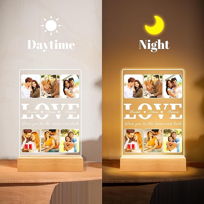 Custom Picture Frames, Personalized Picture Frame with Photo, Custom Photo Frame, Customized Anniversary Couples Gifts for Women Men Girlfriend Boyfriend Her Him