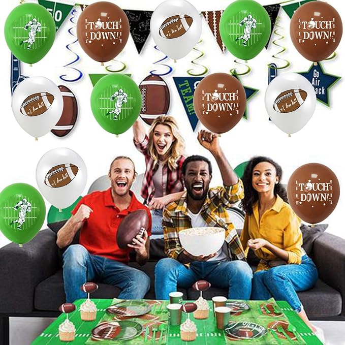 Football Balloons Football Party Decorations Football Latex Balloons Rugby Balloons for Touchdown Sports Theme Football Party Supplies Birthday Party Decorations 12Pcs